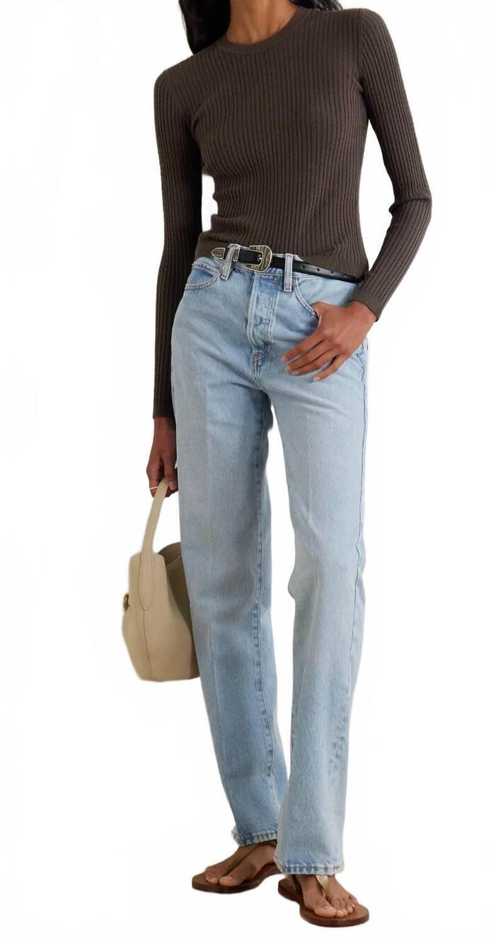 NEW FRAME the vertical crop high-rise straight jeans in johanna